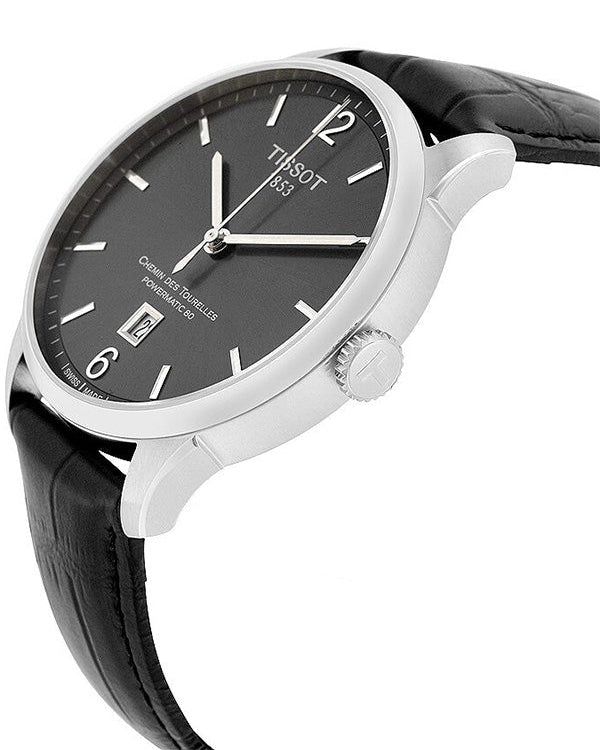 Tissot Chemin Des Tourelles Powermatic 80 Black Dial Black Leather Strap Watch For Men - T099.407.16.447.00 Buy Now By Tissot