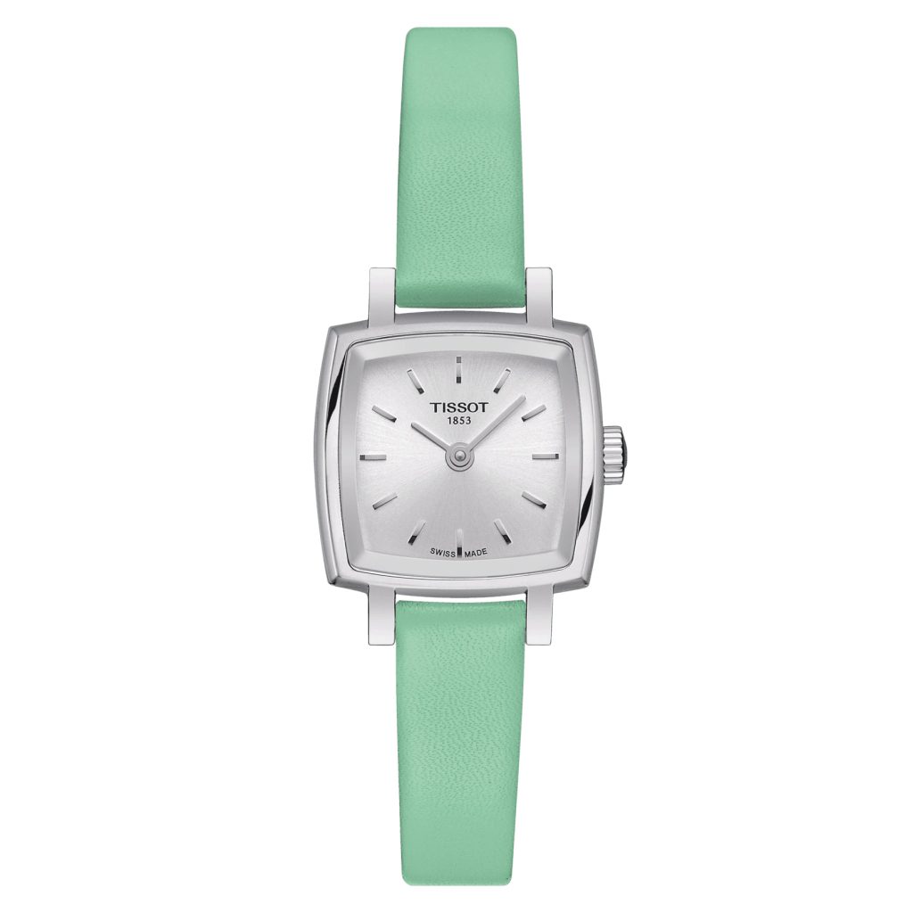 Tissot T Lady Lovely Square Silver Dial Light Green Leather Strap Watch for Women - T058.109.16.031.01 Buy Now By Tissot