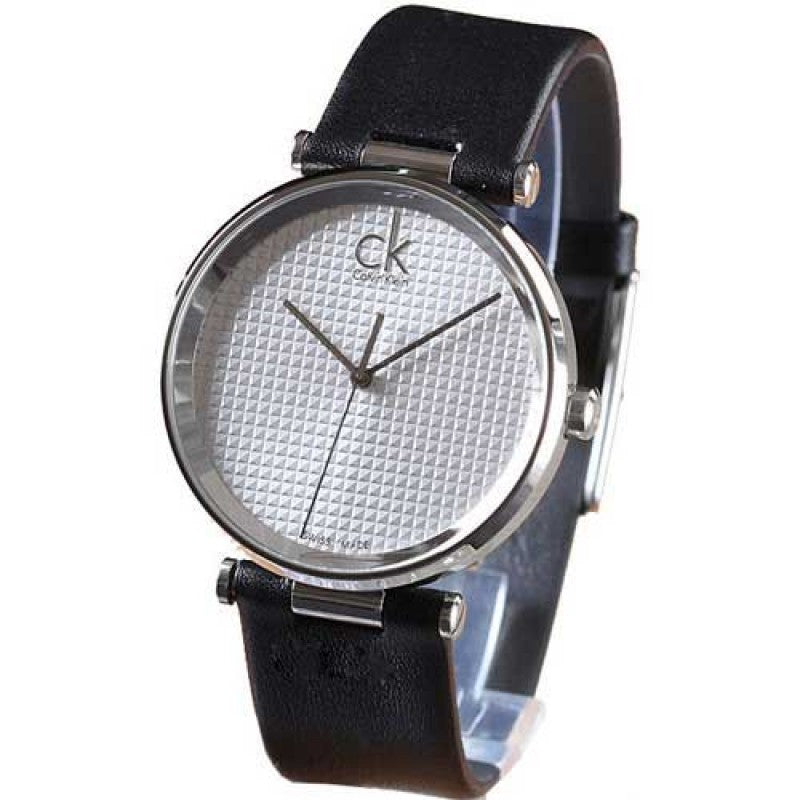 Calvin Klein Sight Silver Dial Black Leather Strap Watch for Men - K1S21120 Buy Now By Calvin Klein