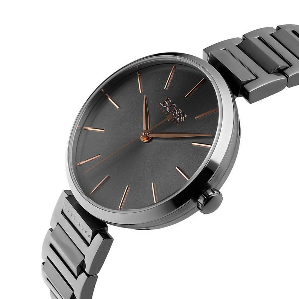 Hugo Boss Allusion Quartz Grey Dial Grey Steel Strap Watch For Men - 1502416 Buy Now By Hugo Boss