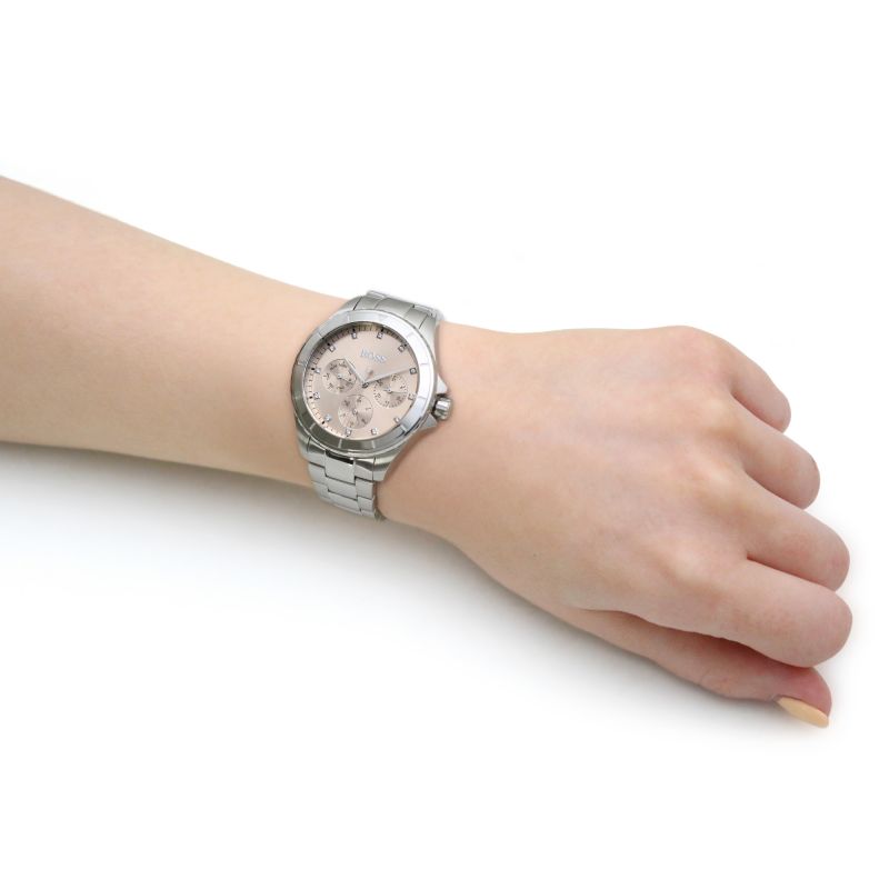 Hugo Boss Premiere Rose Gold Dial Silver Steel Strap Watch for Women - 1502444 Buy Now By Hugo Boss