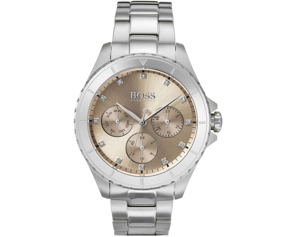 Hugo Boss Premiere Rose Gold Dial Silver Steel Strap Watch for Women - 1502444 Buy Now By Hugo Boss