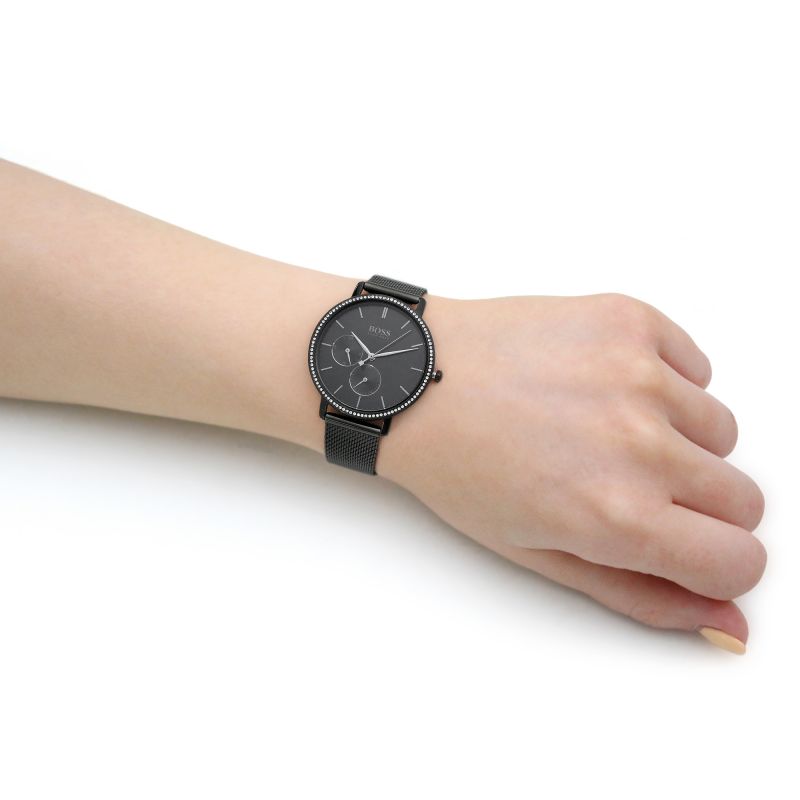 Hugo Boss Infinity Black Dial Black Mesh Bracelet Watch for Women -1502521 Buy Now By Hugo Boss