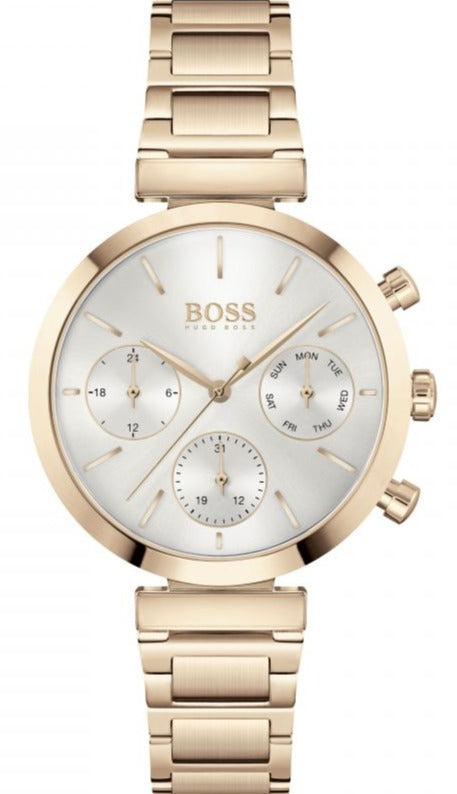 Hugo Boss Flawless Quartz White Dial Gold Steel Strap Watch for Women -1502531 Buy Now By Hugo Boss