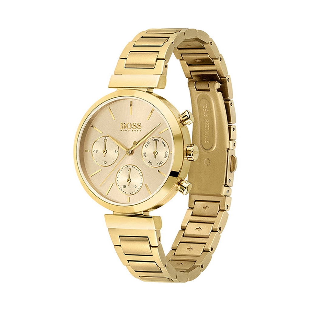 Hugo Boss Flawless Gold Dial Gold Steel Strap Watch for Women - 1502532 Buy Now By Hugo Boss