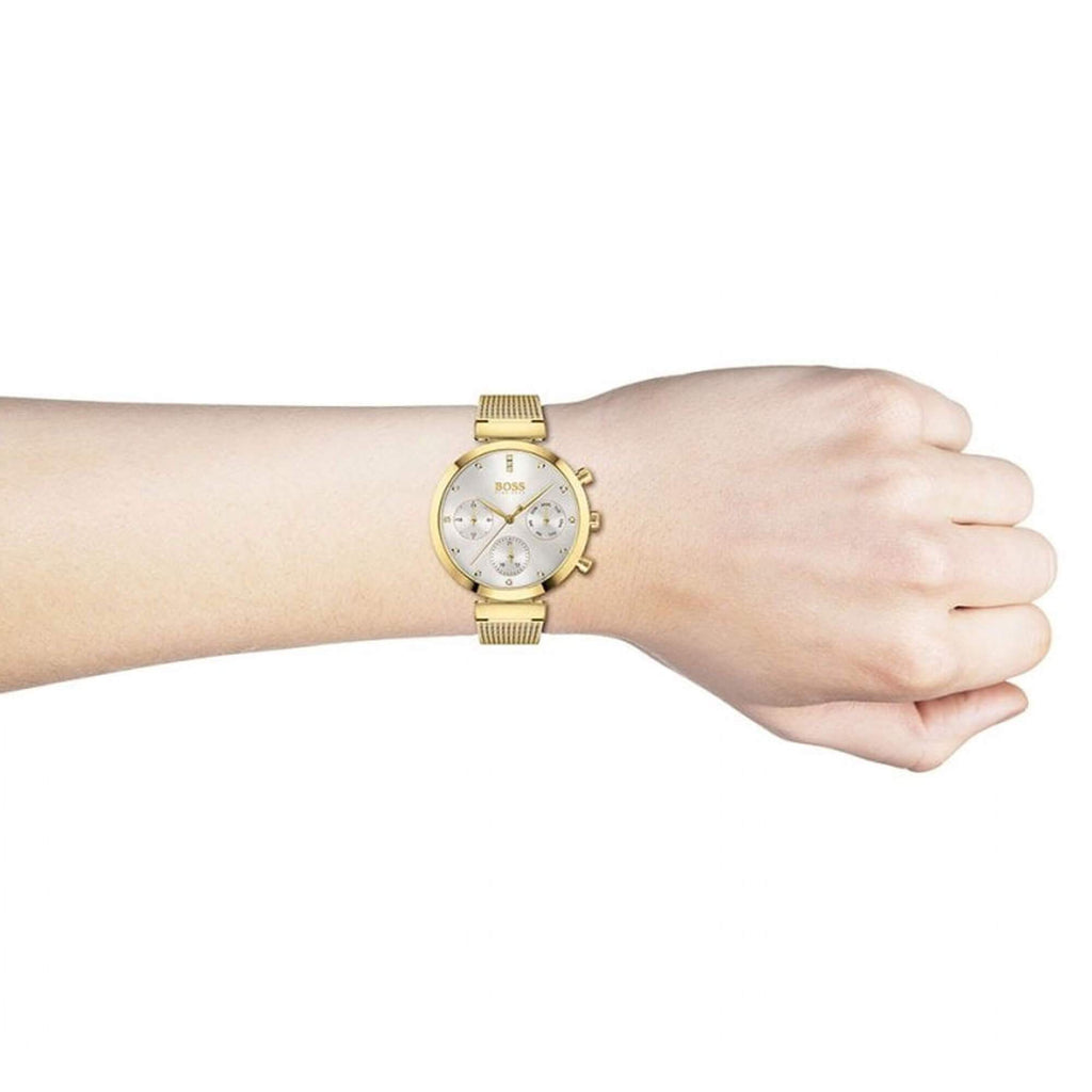 Hugo Boss Flawless White Dial Gold Mesh Bracelet Watch for Women - 1502552 Buy Now By Hugo Boss