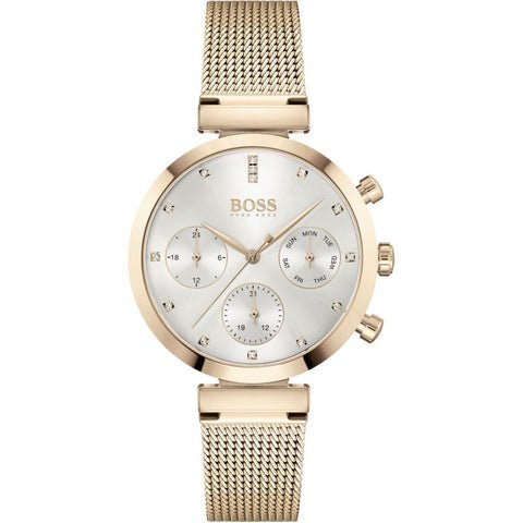 Hugo Boss Flawless White Dial Gold Mesh Bracelet Watch for Women - 1502553 Buy Now By Hugo Boss