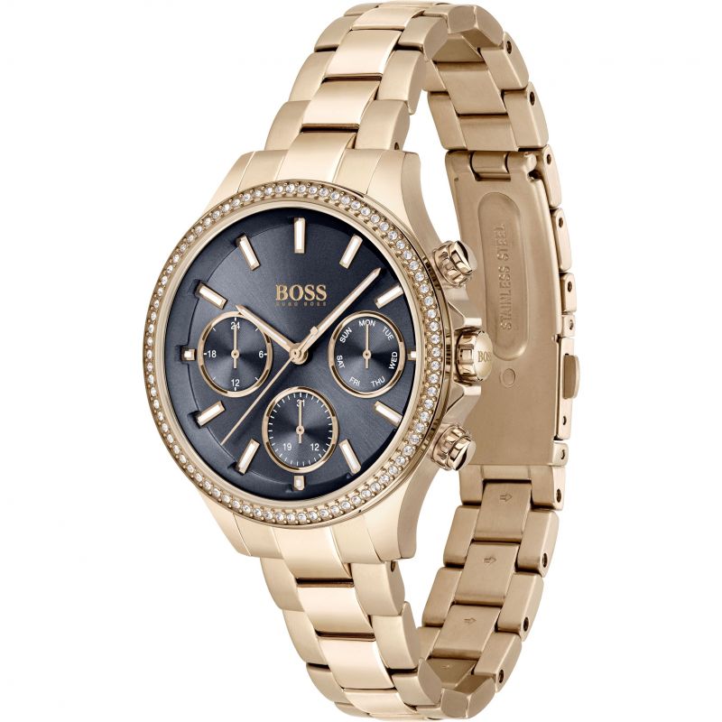 Hugo Boss Hera Blue Dial Gold Steel Strap Watch for Women - 1502566 Buy Now By Hugo Boss