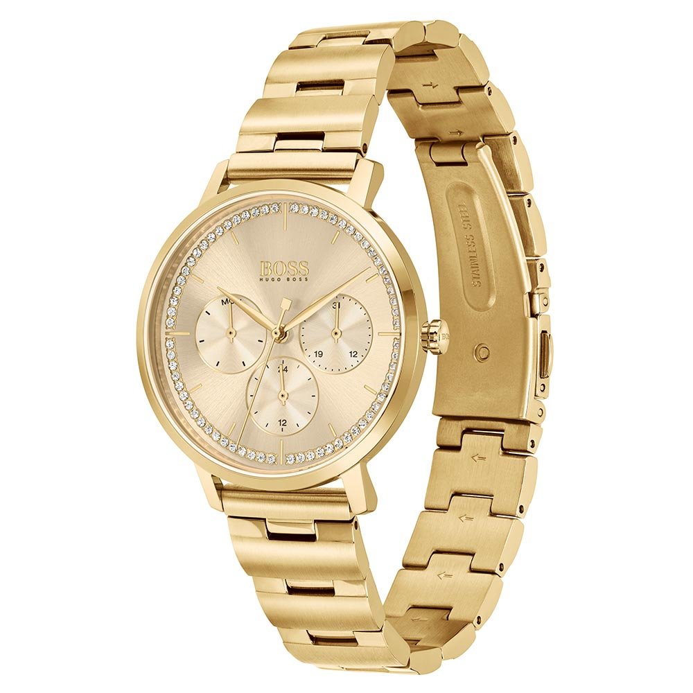 Hugo Boss Prima Gold Dial Gold Steel Strap Watch for Women - 1502572 Buy Now By Hugo Boss