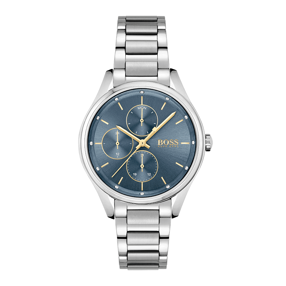 Hugo Boss Grand Course Blue Dial Silver Steel Strap Watch for Women - 1502583 Buy Now By Hugo Boss