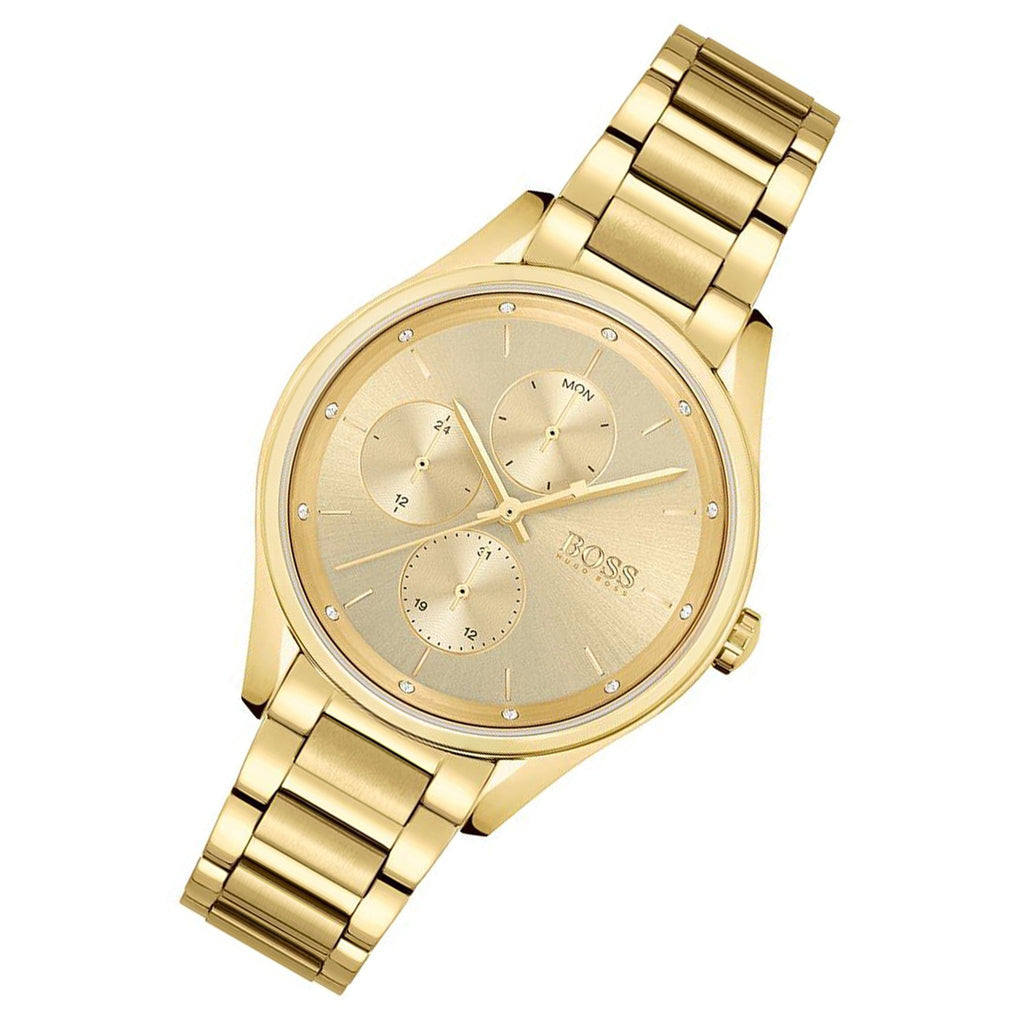 Hugo Boss Grand Course Gold Dial Gold Steel Strap Watch for Women - 1502584 Buy Now By Hugo Boss
