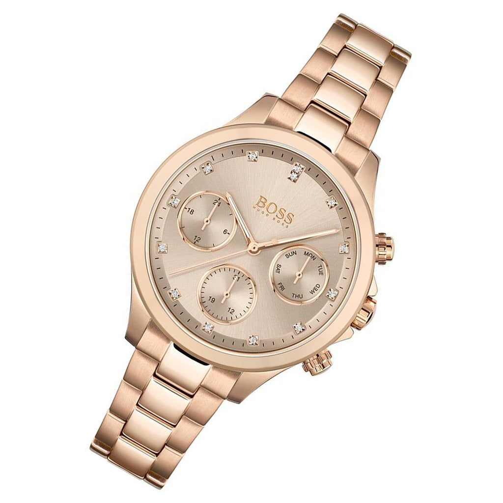 Hugo Boss Carnation Gold Dial Gold Steel Strap Watch for Women - 1502592 Buy Now By Hugo Boss