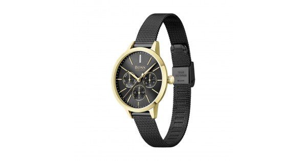 Hugo Boss Symphony Black Dial Black Mesh Bracelet Watch for Women - 1502601 Buy Now By Hugo Boss