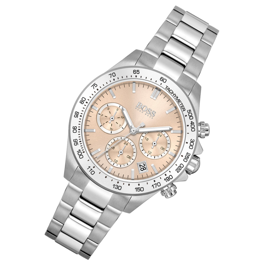Hugo Boss Novia Pink Dial Silver Steel Strap Watch for Women - 1502615 Buy Now By Hugo Boss