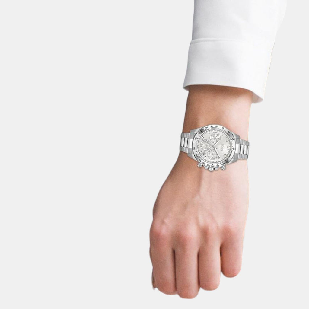 Hugo Boss Novia Chronograph Silver Dial Silver Steel Strap Watch for Women - 1502616 Buy Now By Hugo Boss