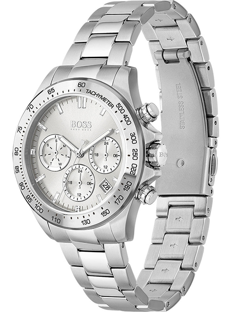 Hugo Boss Novia Chronograph Silver Dial Silver Steel Strap Watch for Women - 1502616 Buy Now By Hugo Boss