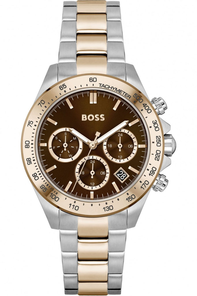 Hugo Boss Novia Brown Dial Two Tone Steel Strap Watch for Women - 1502617 Buy Now By Hugo Boss