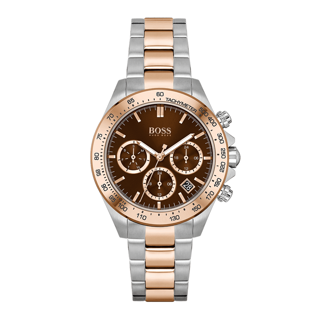 Hugo Boss Novia Brown Dial Two Tone Steel Strap Watch for Women - 1502617 Buy Now By Hugo Boss