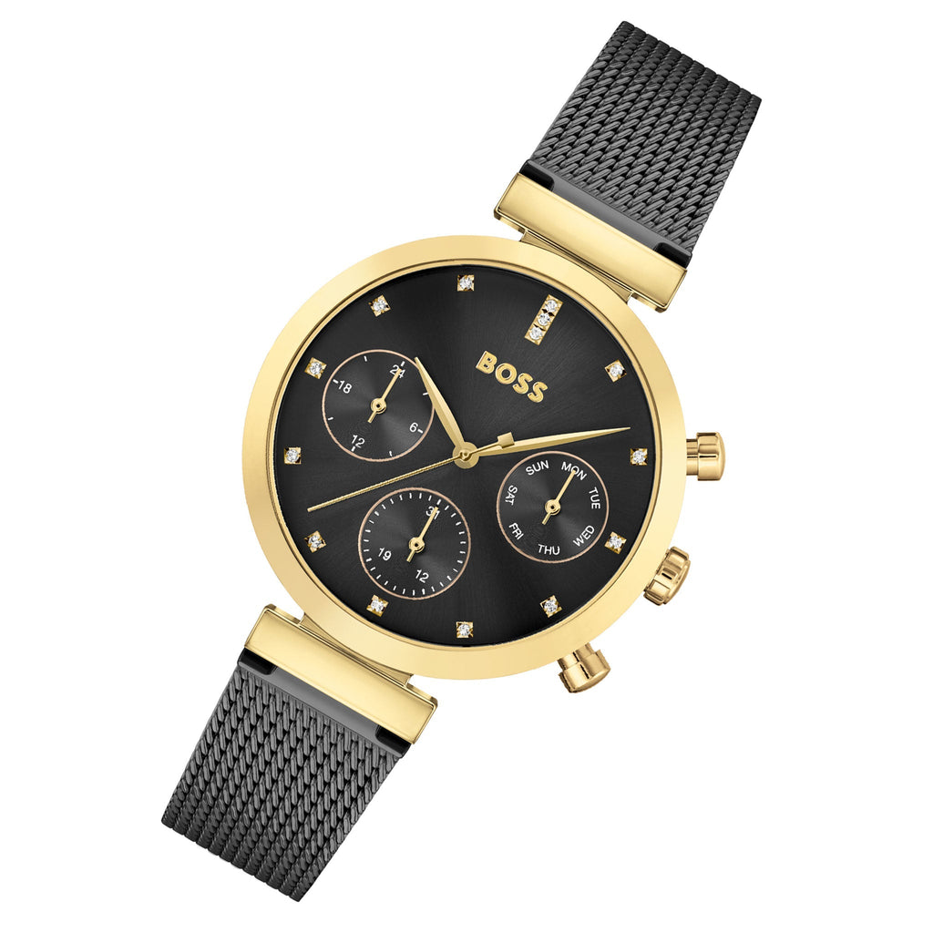 Hugo Boss Flawless Black Dial Black Mesh Bracelet Watch for Women - 1502627 Buy Now By Hugo Boss