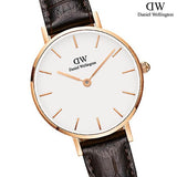 Daniel Wellington Classic Petite York White Dial Brown Leather Strap Watch For Women - DW00100232 Buy Now By Daniel Wellington
