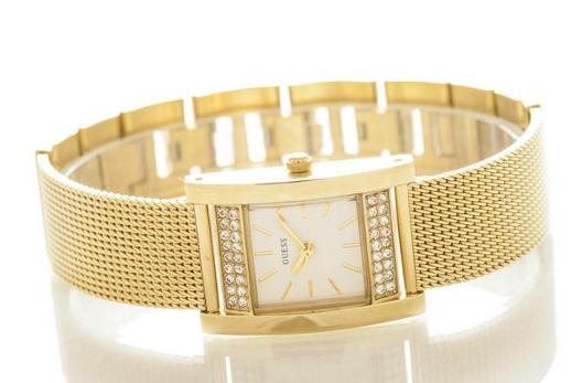Guess Nouveau Diamonds Gold Dial Gold Mesh Bracelet Watch for Women - W0127L2 Buy Now By Guess