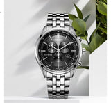 Citizen Eco Drive Chronograph Black Dial Silver Steel Strap Watch For Men - AT2140-55E Buy Now By Citizen
