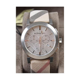 Burberry The City Nova White Dial Checked Brown Leather Strap Watch for Men - BU9357 Buy Now By Burberry
