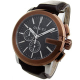 Gucci G Chrono Black Dial Brown Leather Strap Watch For Men - YA101202 Buy Now By Gucci
