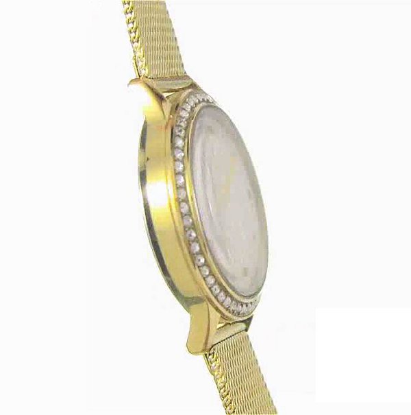 Guess Chelsea Crystals Mother of Pearl White Dial Gold Mesh Bracelet Watch For Women - W0647L7 Buy Now By Guess