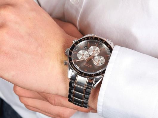 Hugo Boss Trophy Chronograph Grey Dial Silver Steel Strap Watch for Men - 1513634 Buy Now By Hugo Boss