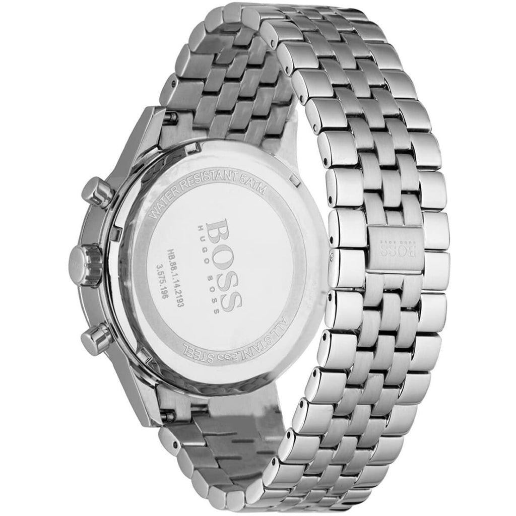 Hugo Boss Aeroliner Chronograph White Dial Silver Steel Strap Watch For Men - 1512445 Buy Now By Hugo Boss