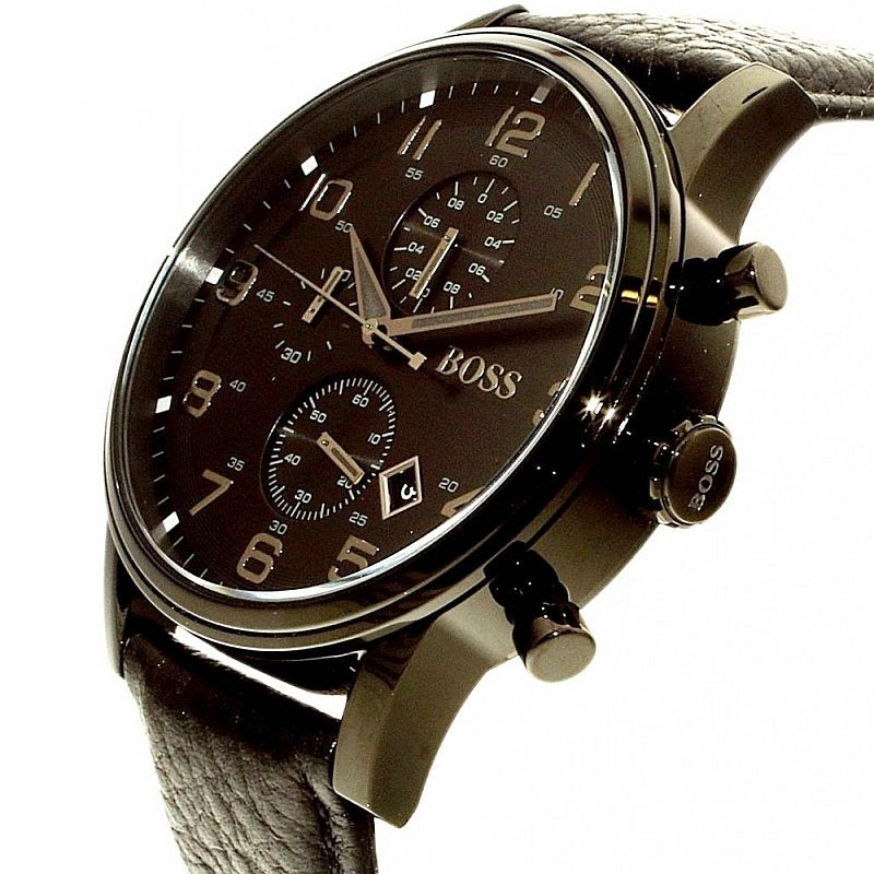 Hugo Boss Blackout Chronograph Black Dial Black Leather Strap Watch For Men - HB1512567 Buy Now By Hugo Boss