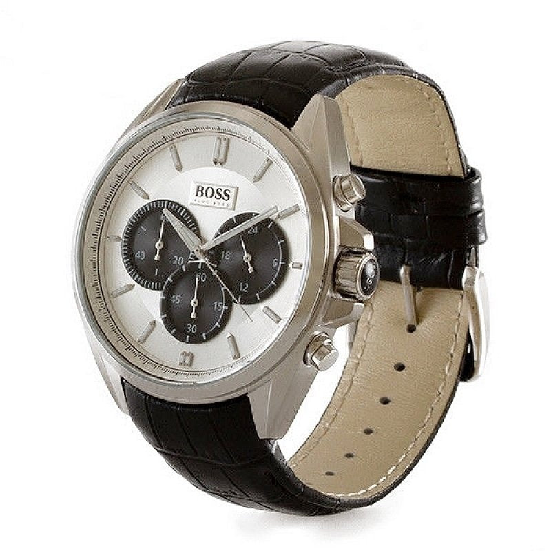 Hugo Boss Casual Chronograph Silver Dial Black Leather Strap Watch For Men - HB1512880 Buy Now By Hugo Boss