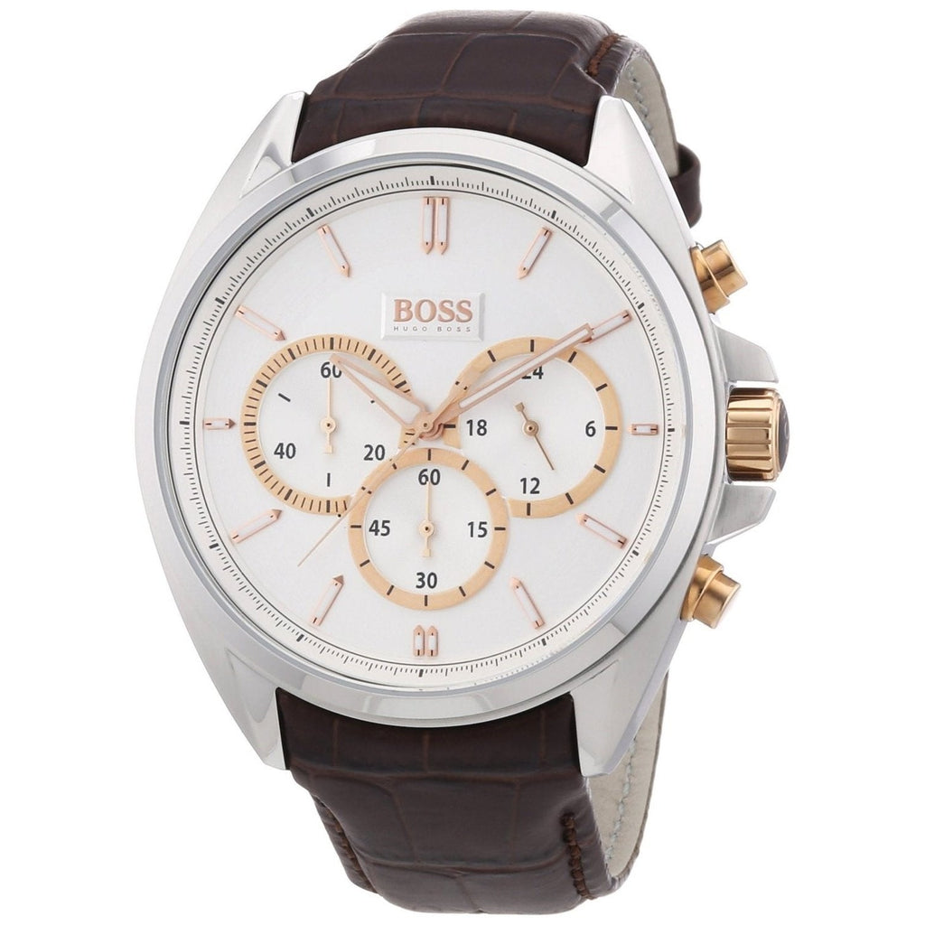 Hugo Boss Driver Chronograph Silver Dial Brown Leather Strap Watch For Men - 1512881 Buy Now By Hugo Boss