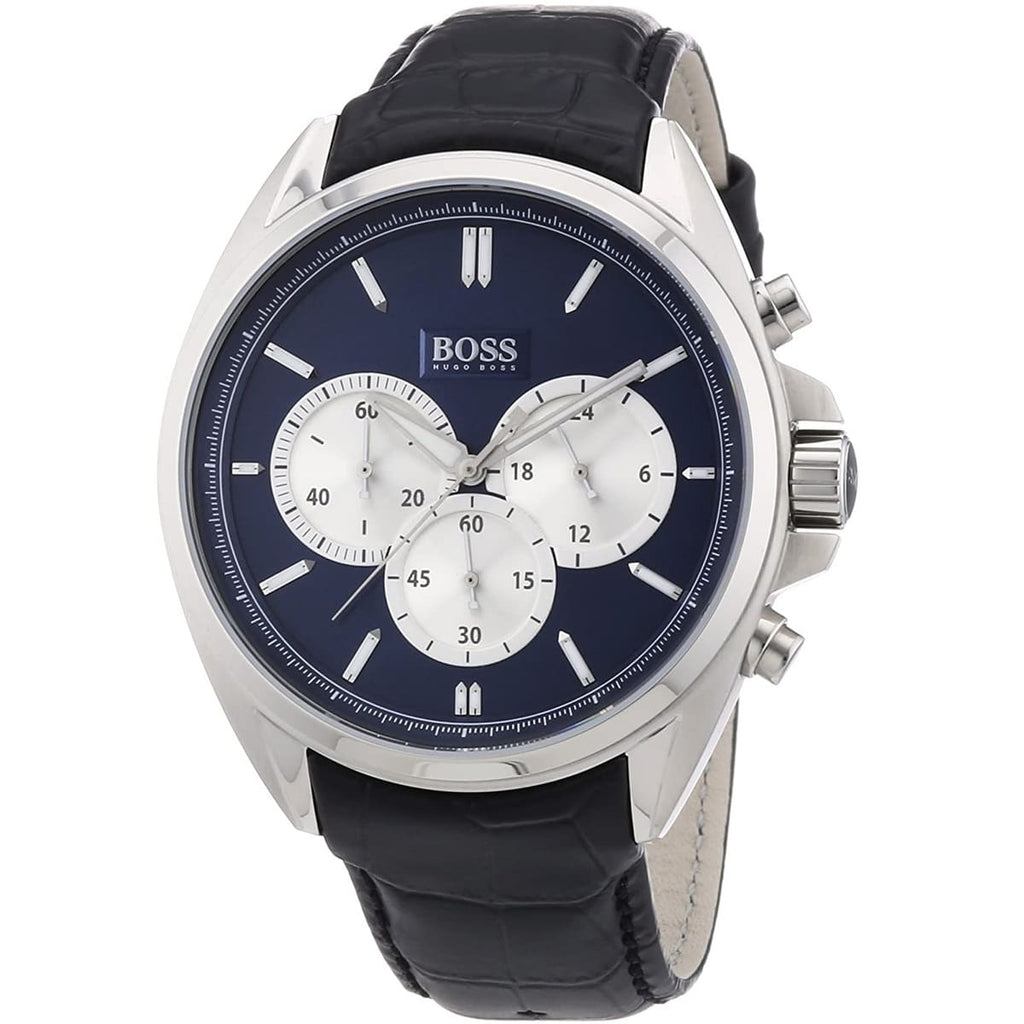 Hugo Boss Driver Blue Dial Black Leather Strap Watch for Men - 1512882 Buy Now By Hugo Boss
