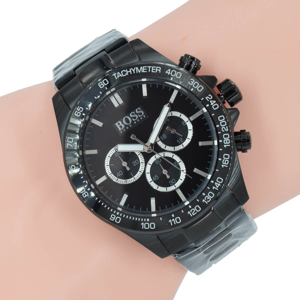 Hugo Boss Ikon Chronograph Black Dial Black Steel Strap Watch for Men - 1512961 Buy Now By Hugo Boss