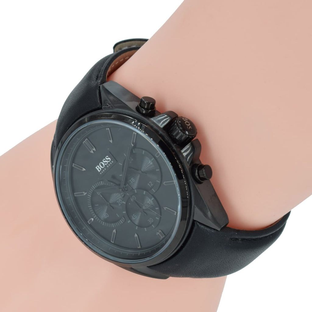 Hugo Boss Driver Chronograph Black Dial Black Leather Strap Watch For Men - HB1513061 Buy Now By Hugo Boss