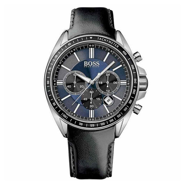Hugo Boss Driver Sport Chronograph Blue Dial Black Leather Strap Watch for Men - 1513077 Buy Now By Hugo Boss