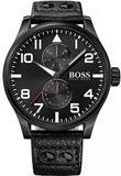 Hugo Boss Aeroliner Black Dial Black Leather Strap Watch For Men - 1513083 Buy Now By Hugo Boss