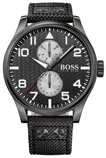 Hugo Boss Aeroliner Maxx Quartz Black Dial Black Nylon Strap Watch For Men - HB1513086 Buy Now By Hugo Boss