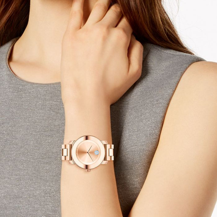 Movado Bold Rose Gold Dial Rose Gold Steel Strap Watch for Women - 3600086 Buy Now By Movado