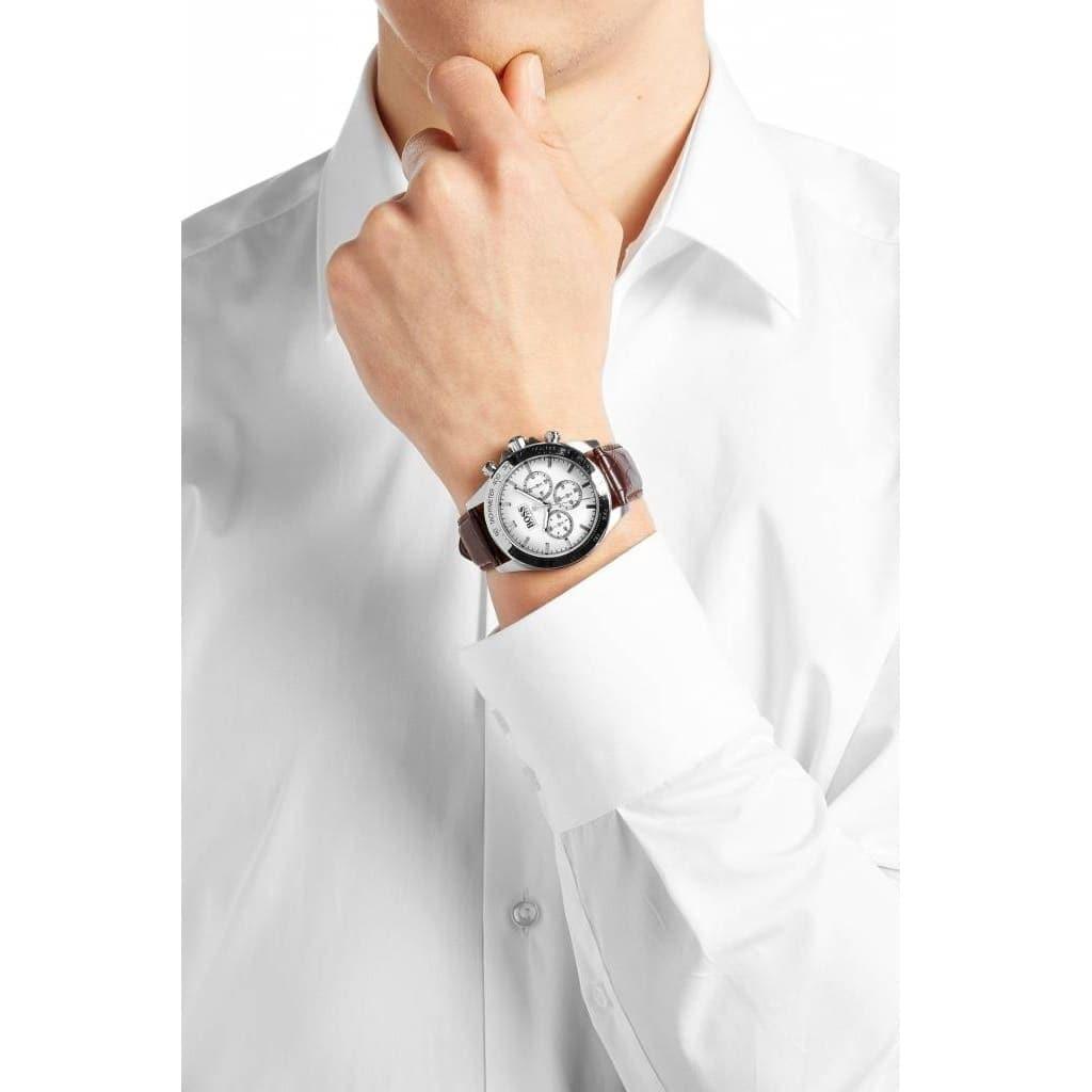 Hugo Boss Ikon White Dial Brown Leather Strap Watch for Men - 1513175 Buy Now By Hugo Boss