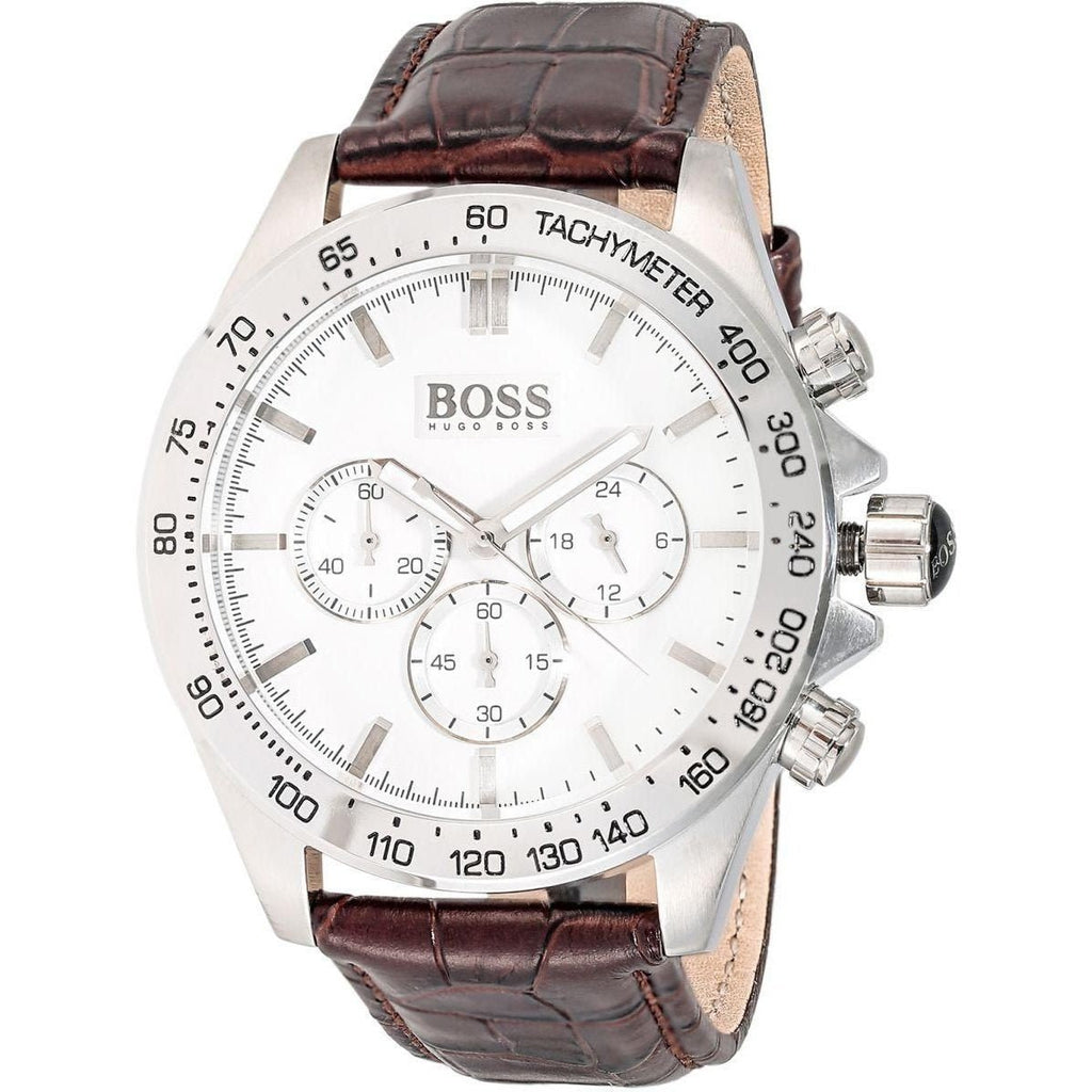 Hugo Boss Ikon White Dial Brown Leather Strap Watch for Men - 1513175 Buy Now By Hugo Boss