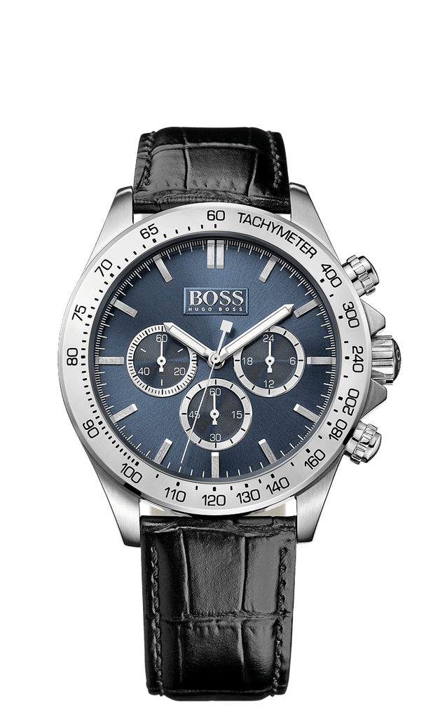 Hugo Boss Ikon Blue Dial Black Leather Strap Watch for Men - 1513176 Buy Now By Hugo Boss
