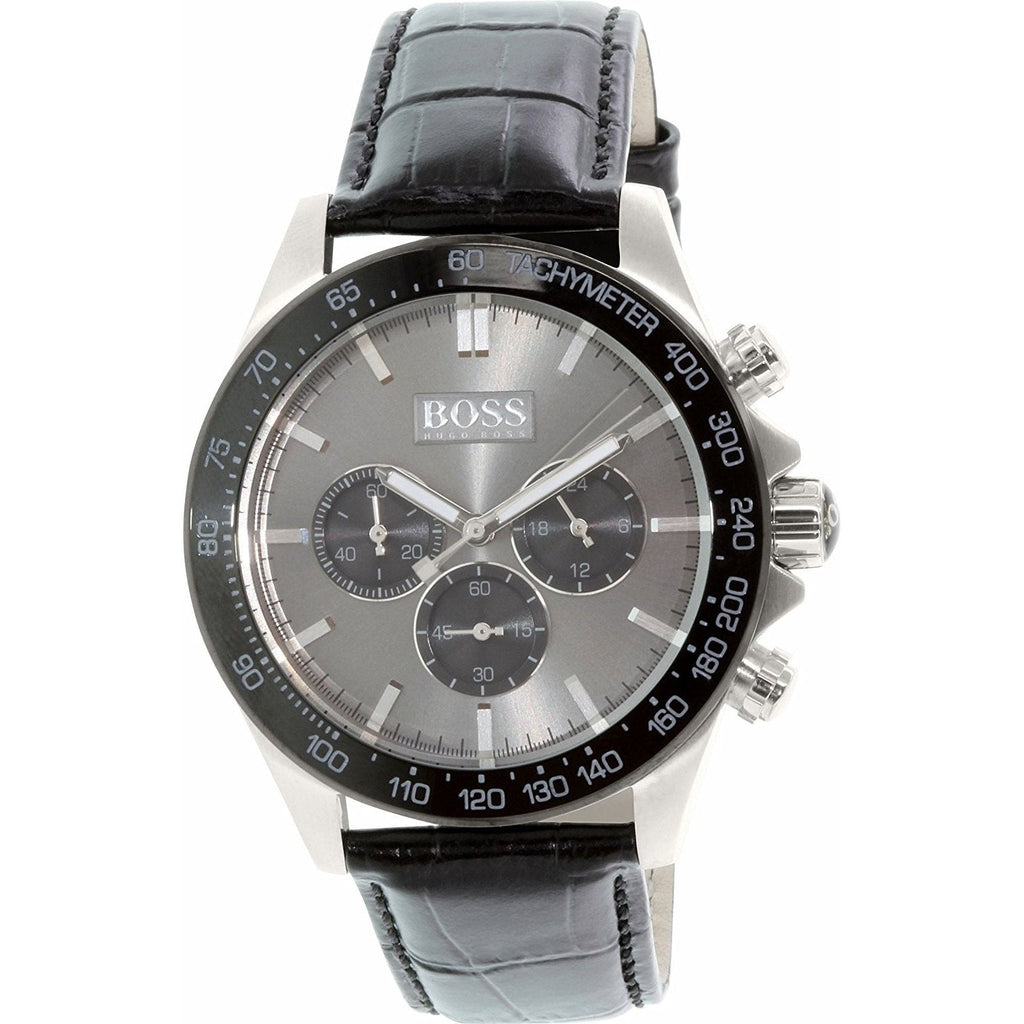 Hugo Boss Ikon Grey Dial Black Leather Strap Watch for Men - 1513177 Buy Now By Hugo Boss
