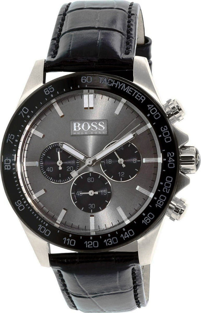 Hugo Boss Ikon Grey Dial Black Leather Strap Watch for Men - 1513177 Buy Now By Hugo Boss