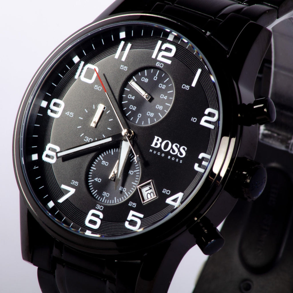 Hugo Boss Chronograph Black Dial Black Steel Strap Watch for Men - 1513180 Buy Now By Hugo Boss