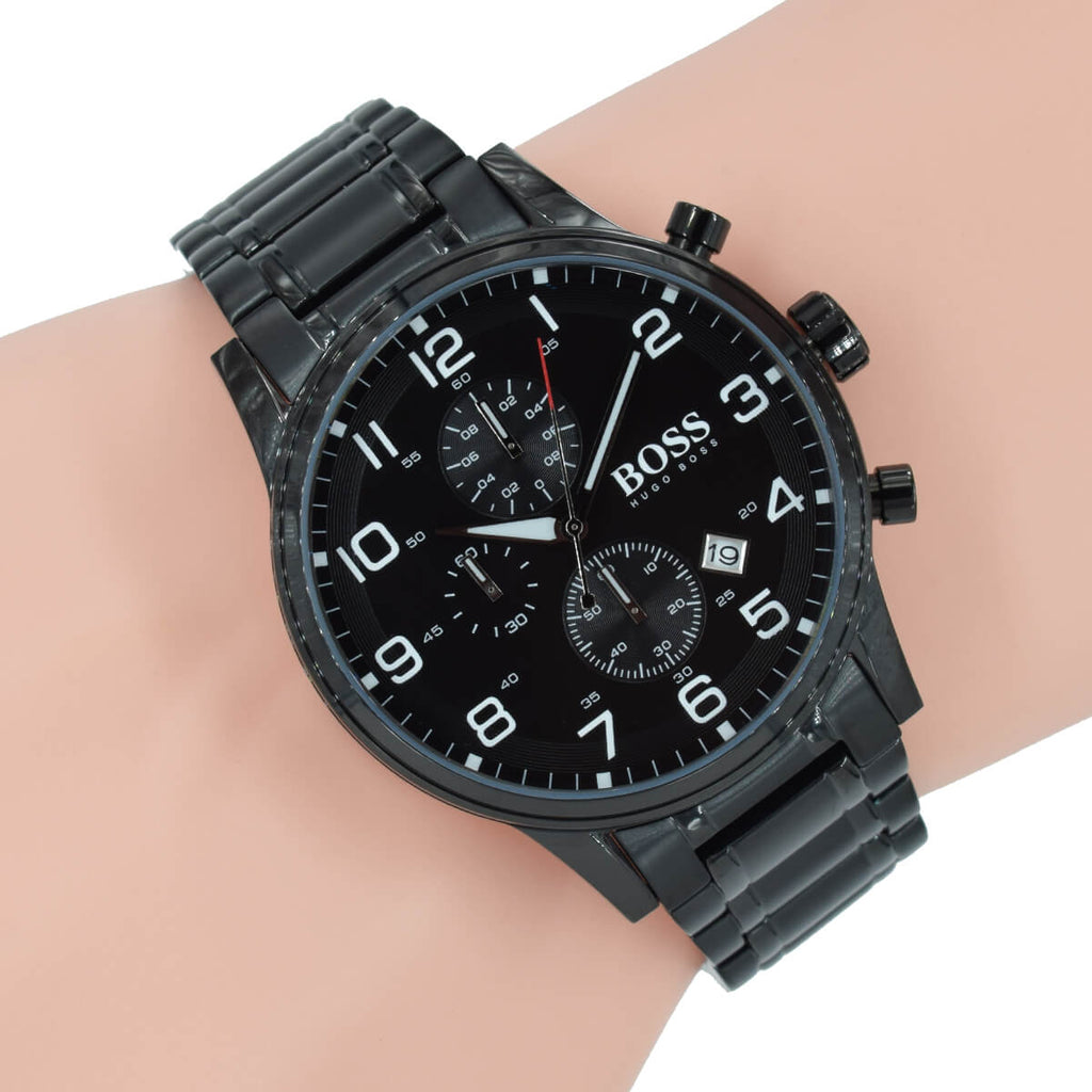 Hugo Boss Chronograph Black Dial Black Steel Strap Watch for Men - 1513180 Buy Now By Hugo Boss