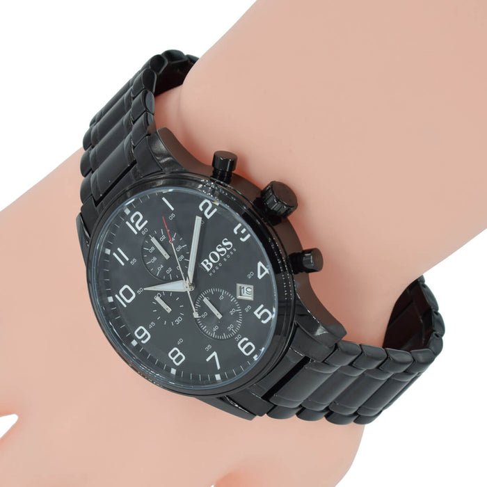 Hugo Boss Chronograph Black Dial Black Steel Strap Watch for Men - 1513180 Buy Now By Hugo Boss