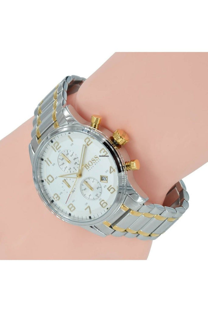 Hugo Boss Areoliner Chronograph White Dial Two Tone Steel Strap Watch for Men - 1513236 Buy Now By Hugo Boss
